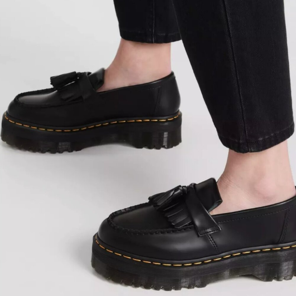 DR. MARTENS ADRIAN QUAD LEATHER PLATFORM TASSLE LOAFERS MSRP$210 Timeless Design